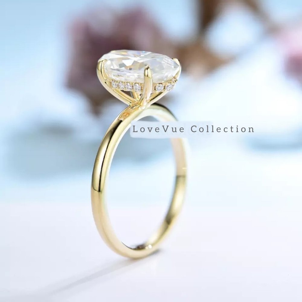 Certified 3ct. t.w. Oval Diamond in 10k Yellow Gold Crushed Ice Cut Wedding Ring